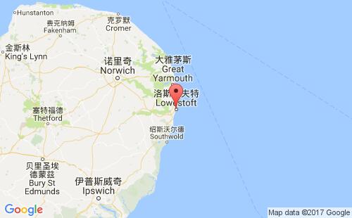 英國(guó)港口洛斯托夫特lowestoft港口地圖