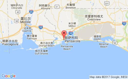 美國海運(yùn)港口彭薩科拉pensacola,fl港口地圖