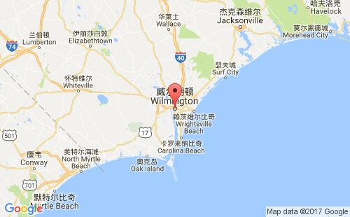 美國海運港口威爾明頓wilmington,nc港口地圖